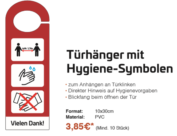 Türhänger mit Hygiene-Symbolen