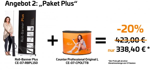 Paket "Plus" - Roll-Banner Plus + Counter Professional Original L